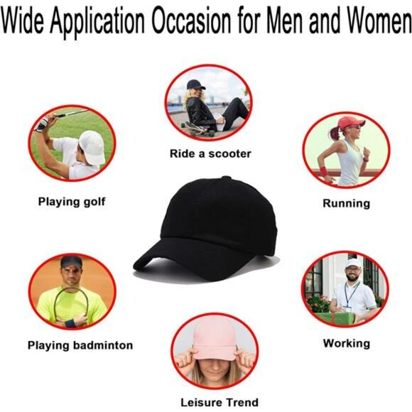 Plain Cotton Baseball Cap Adjustable Dad Hat Low Profile Unisex Golf Hat - Picture 5 of 8